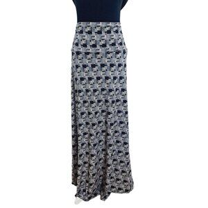 LulaRoe Women's Geometric Print Black Lavender Maxi Modest Casual Skirt sz 3XL